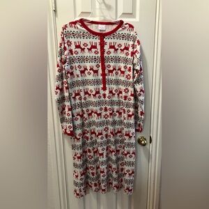 Red, Green & White Reindeer Holiday Nightgown